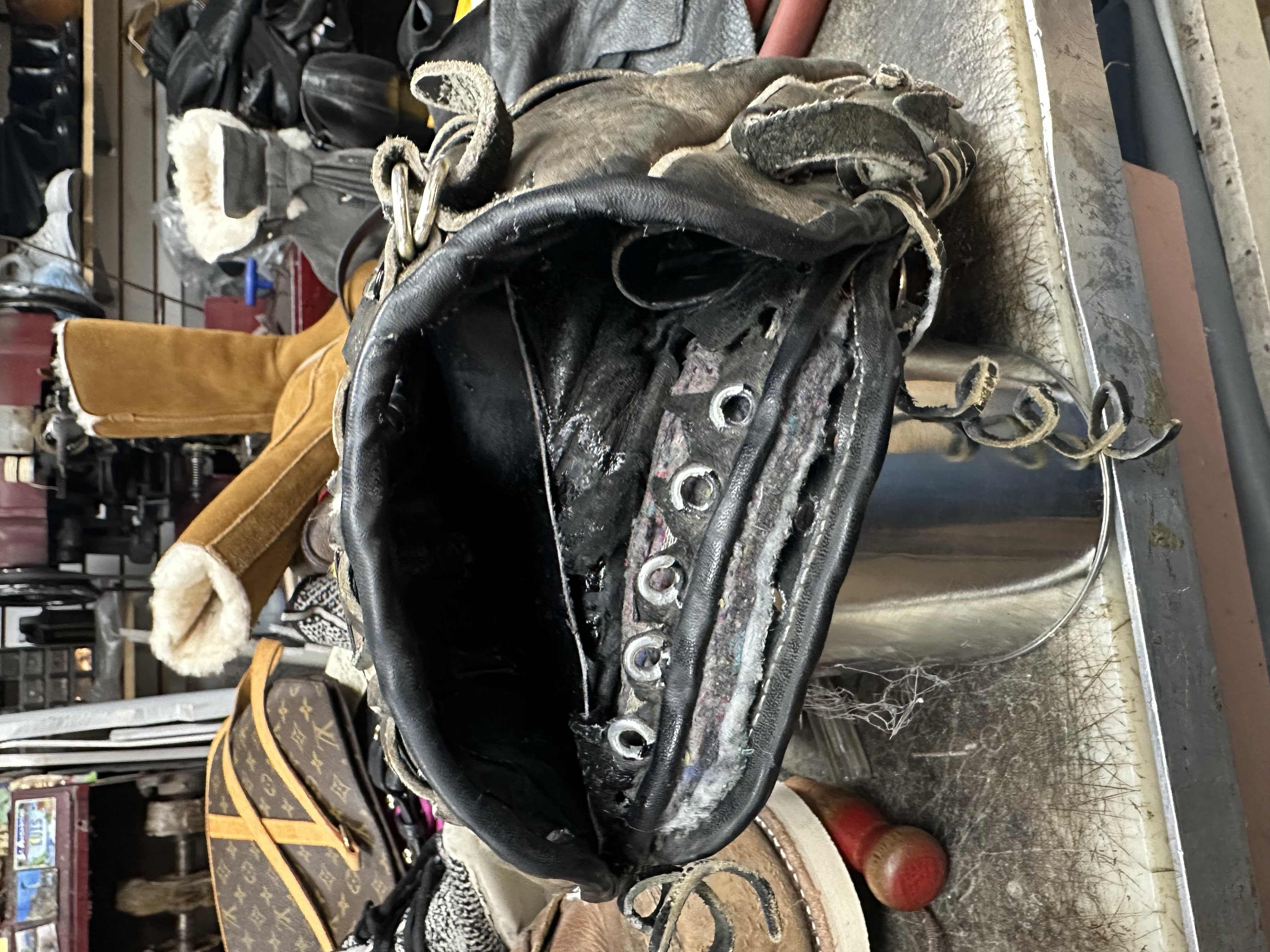 Baseball Glove Re-lacing — Before