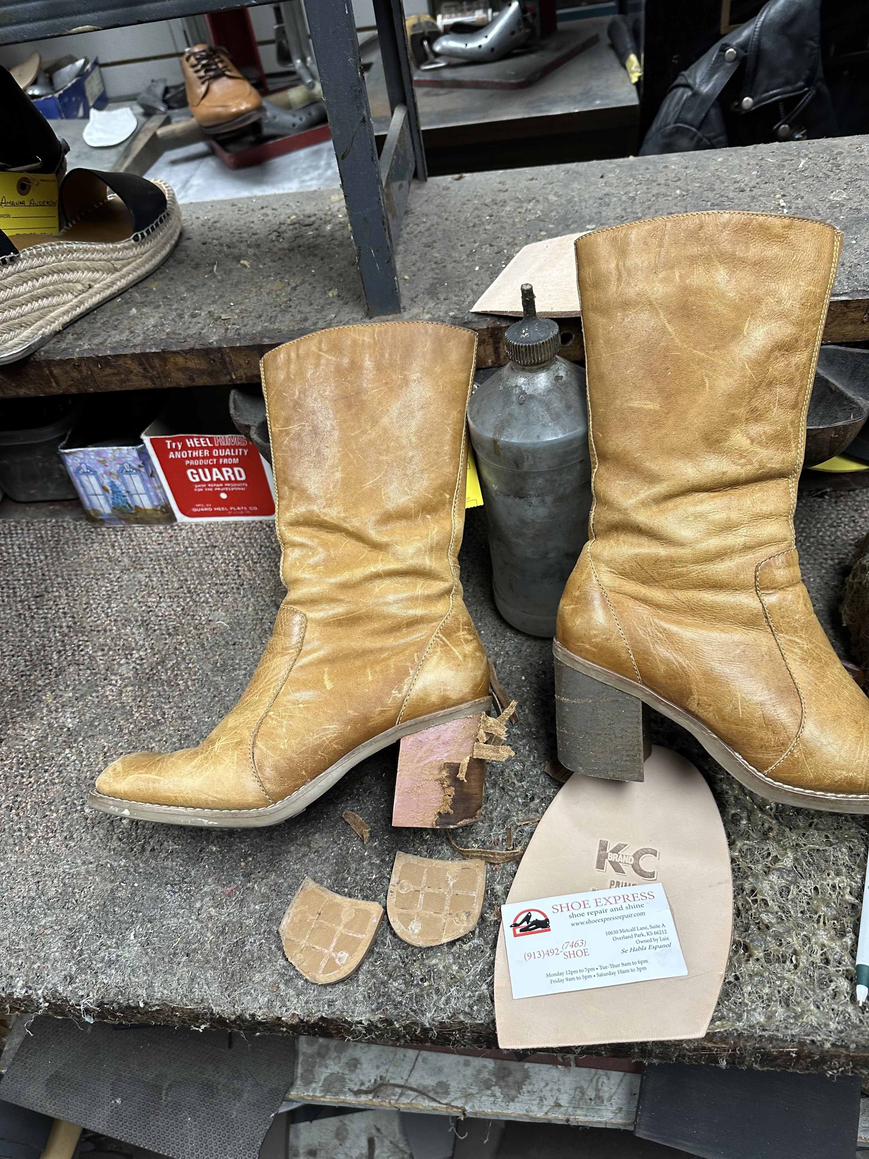 Boot Re-heel — before